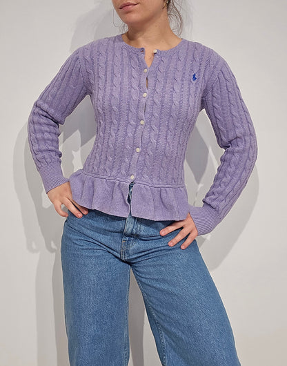 Cardigan en maille torsadée lila - XS