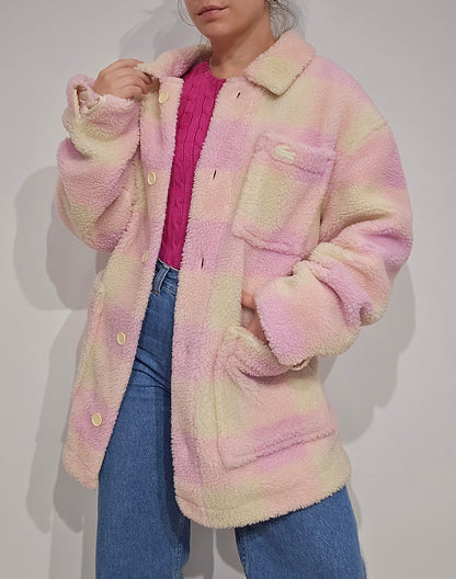 Manteau en moumoute rose collection Live - L unisexe