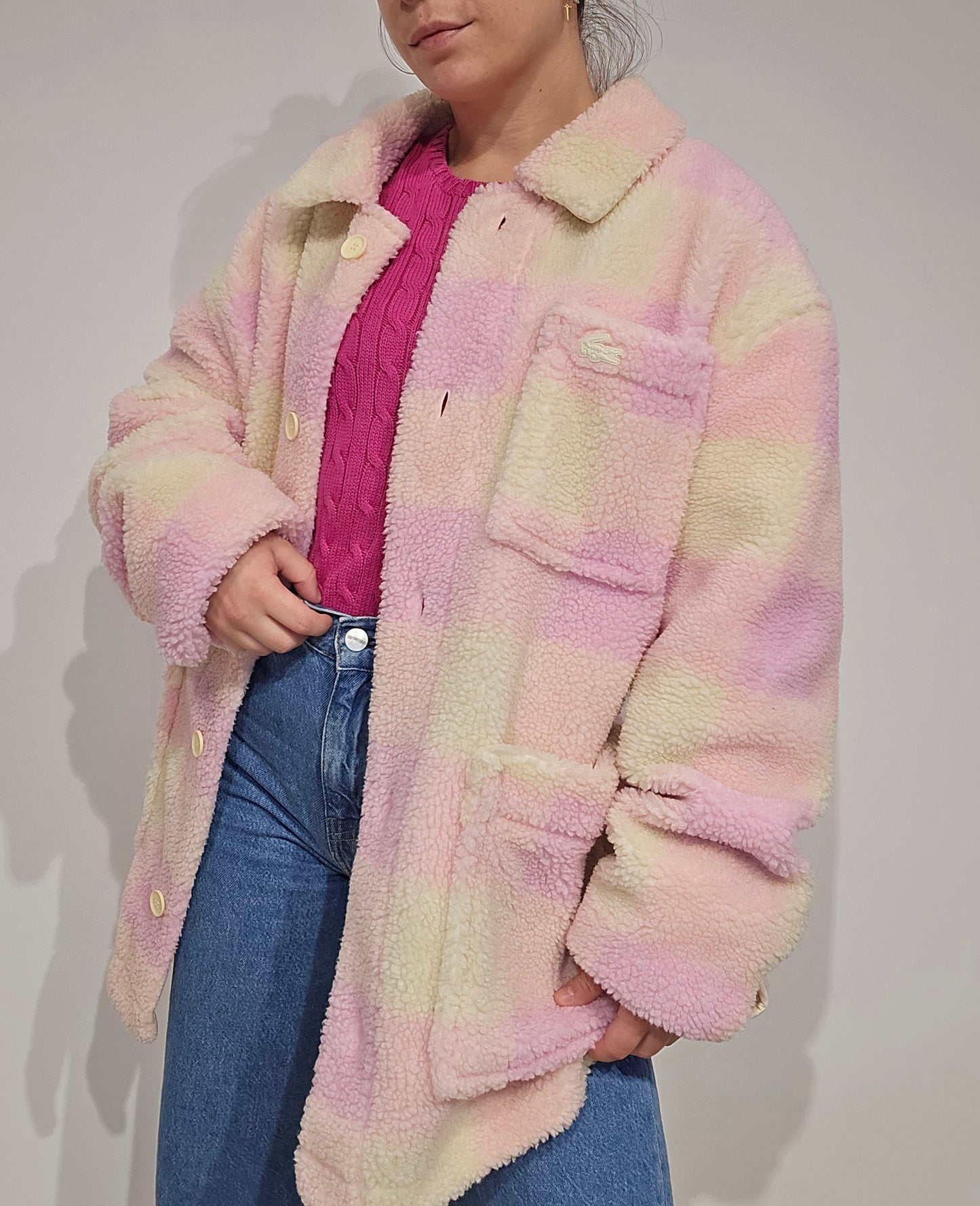 Manteau en moumoute rose collection Live - L unisexe