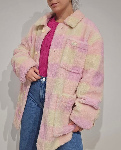 Manteau en moumoute rose collection Live - L unisexe