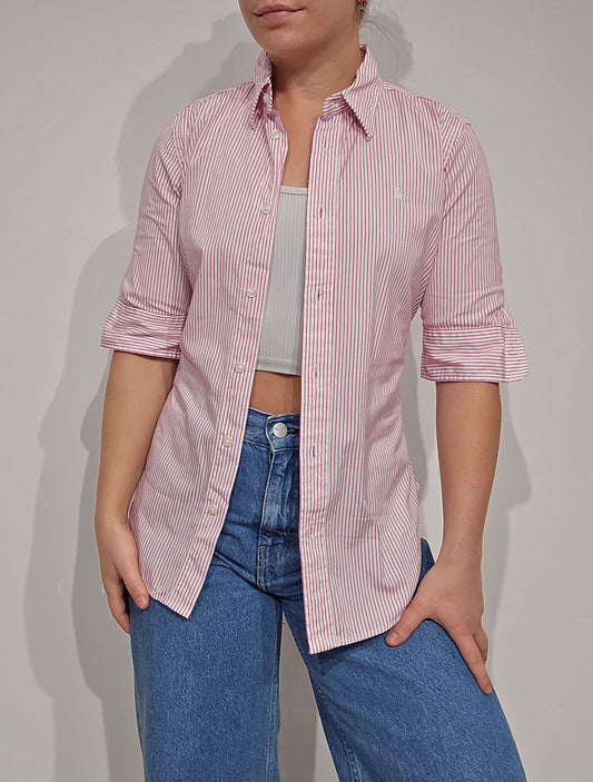Chemise silm fit à rayures rose - XS