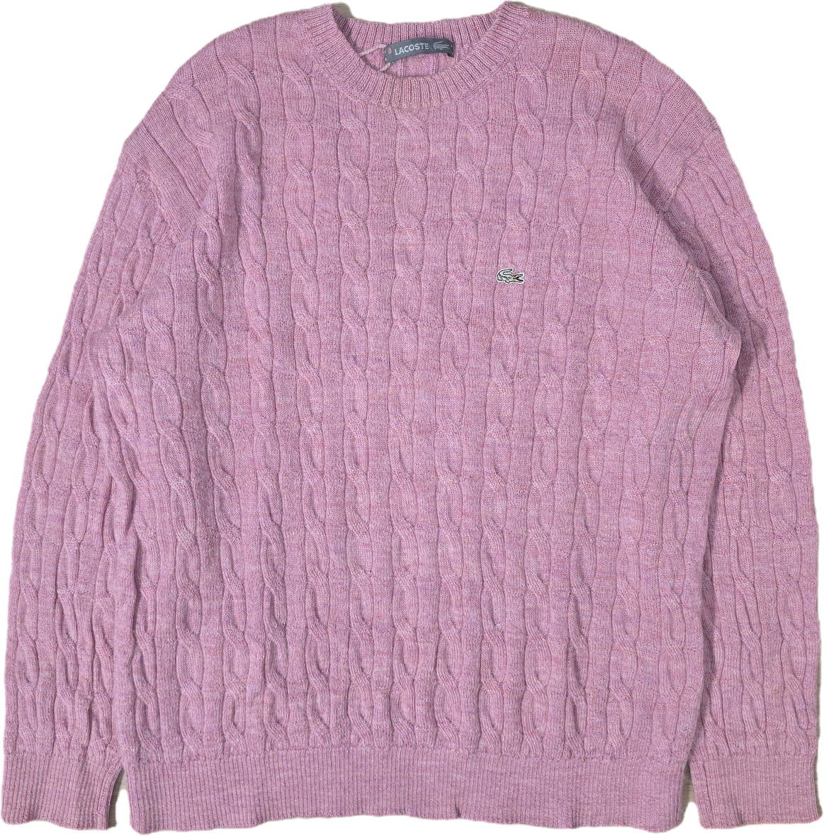 Pull en maille torsadée rose clair - M