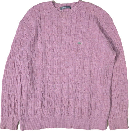 Pull en maille torsadée rose clair - M