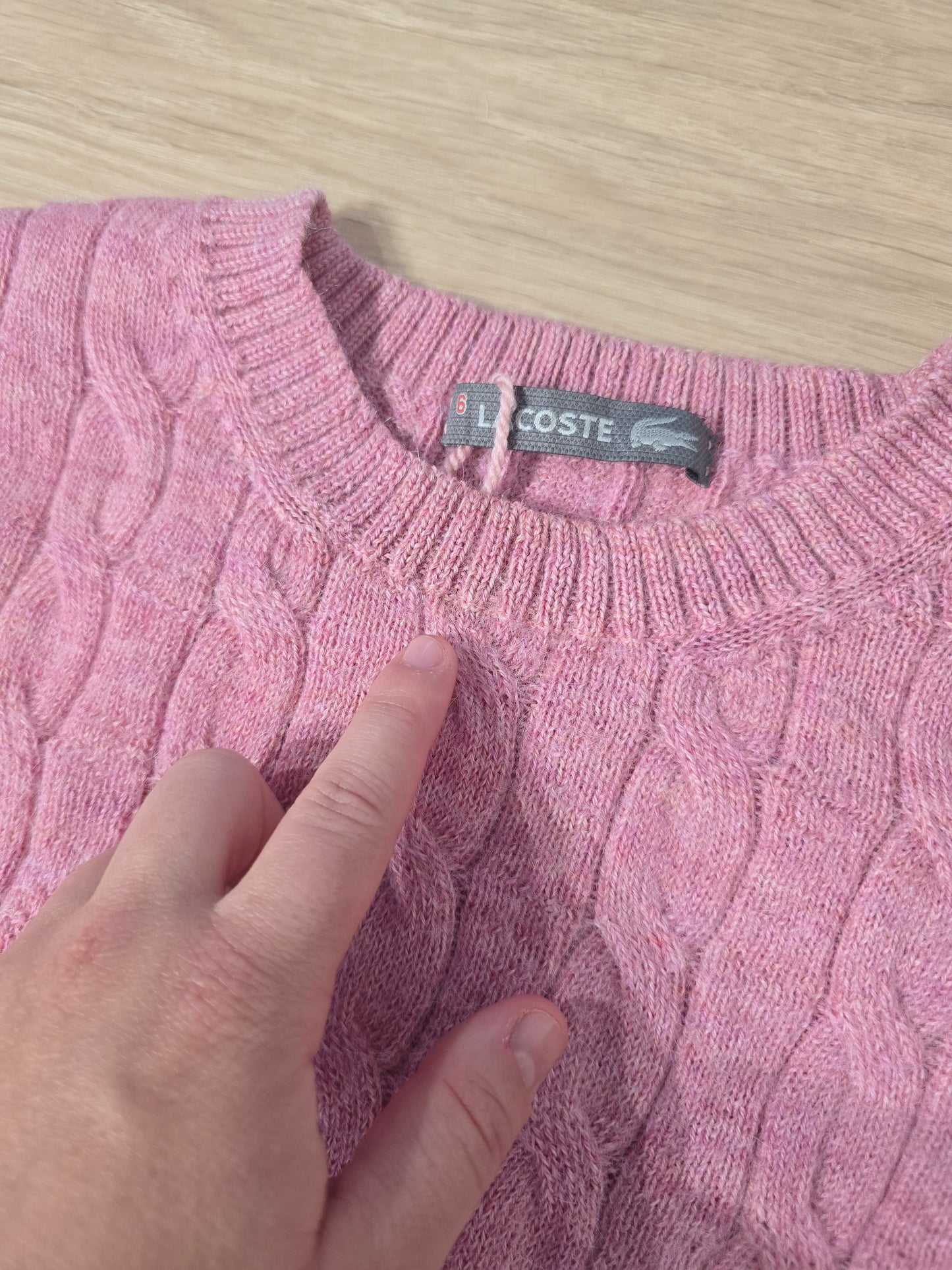 Pull en maille torsadée rose clair - M