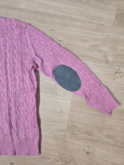 Pull en maille torsadée rose clair - M