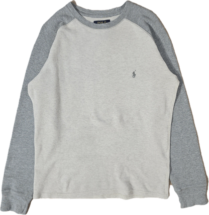 Pull léger en coton gris et blanc - S