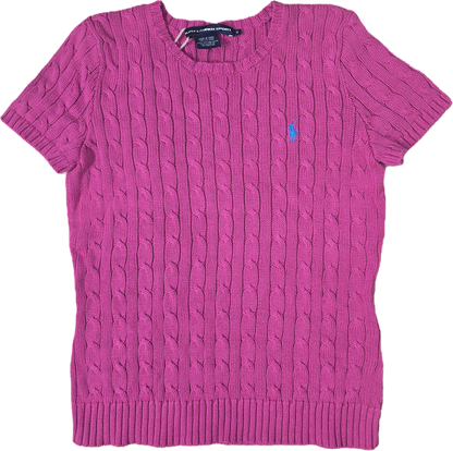 Tee-shirt en maille torsadée fushia - M