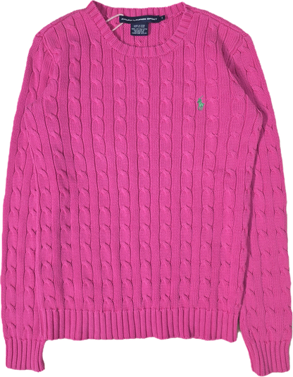 Pull en maille torsadée fushia - S
