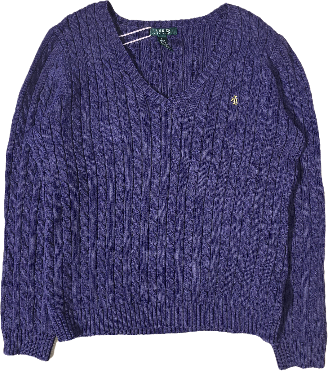 Pull en maille torsadée violet - L
