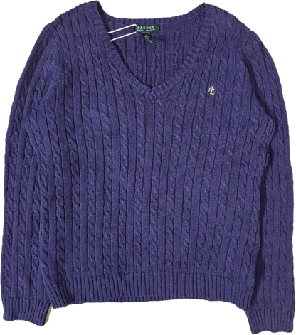 Pull en maille torsadée violet - L