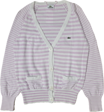 Cardigan à rayures rose/blanc des années 80' - M