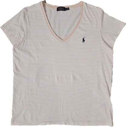 Tee-shirt à rayures abricot/blanc- M