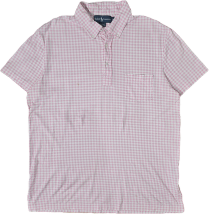 Polo à carreaux rose - XL