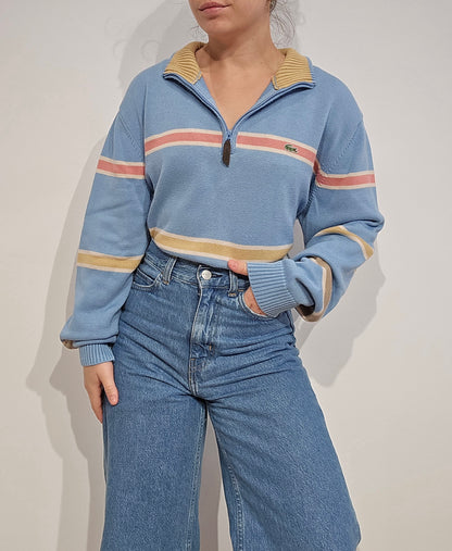 Pull camionneur en coton bleu ciel à rayures - L