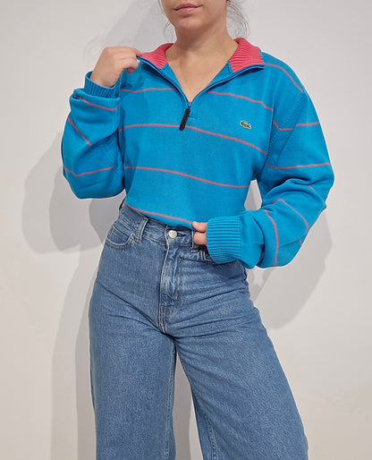 Pull camionneur bleu à rayures fushia - XL