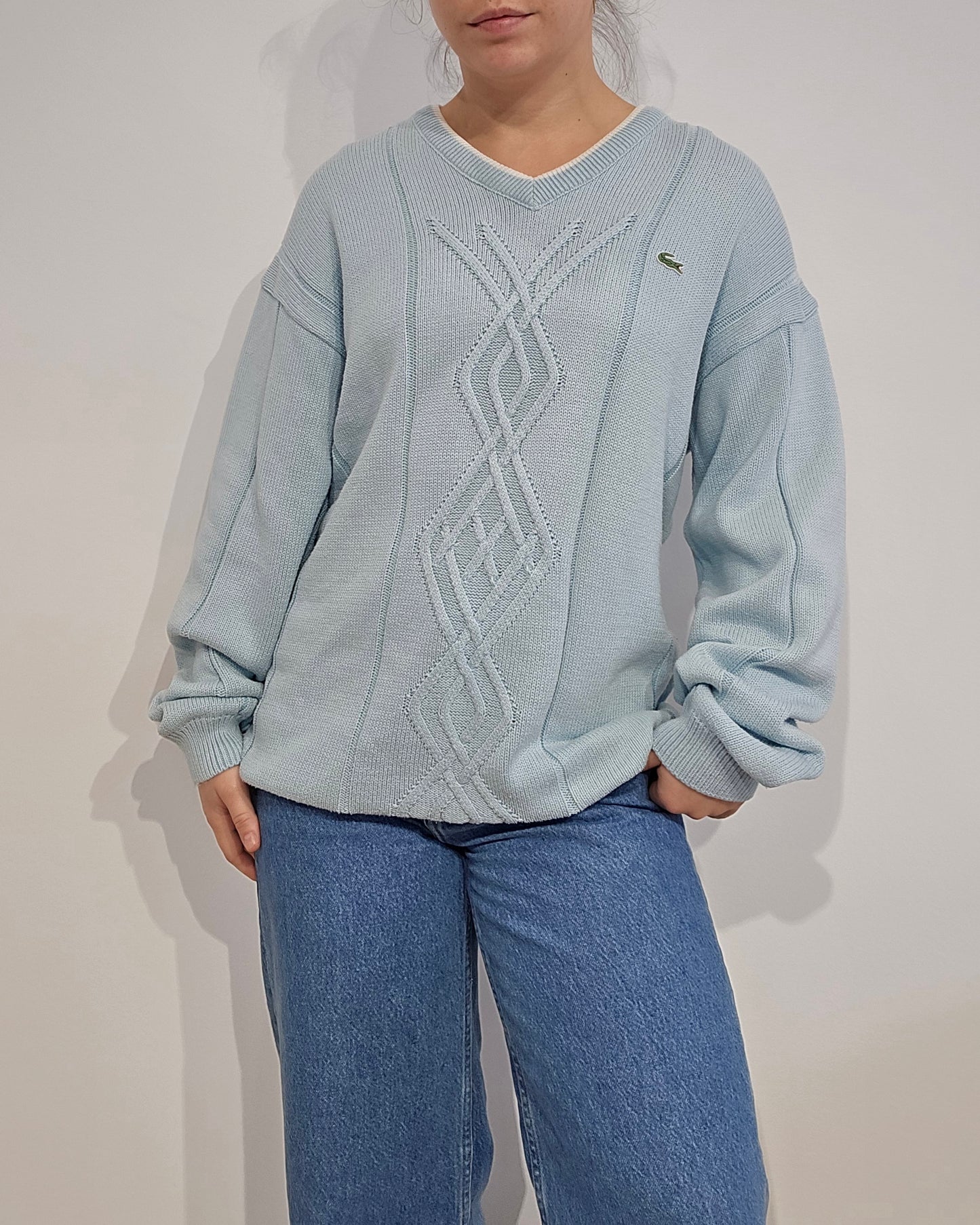 Pull col V bleu ciel des années 90' - L