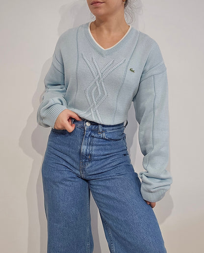 Pull col V bleu ciel des années 90' - L