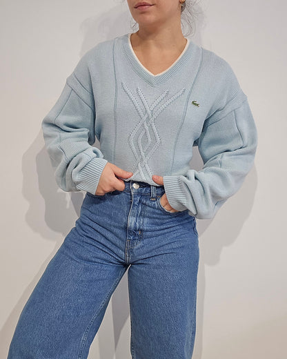 Pull col V bleu ciel des années 90' - L