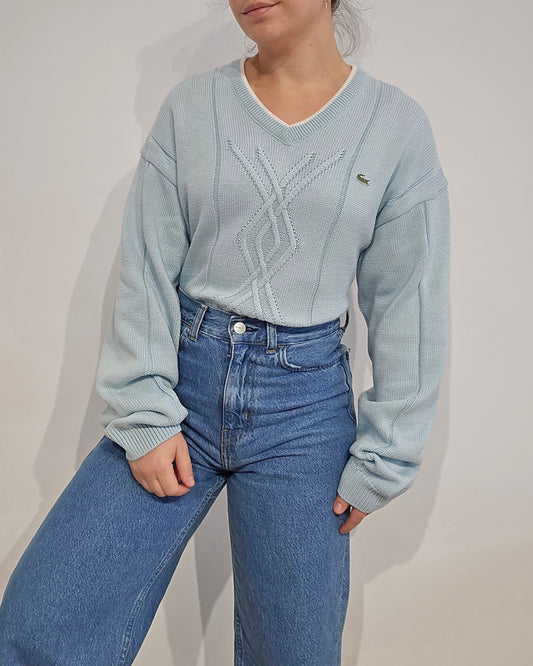 Pull col V bleu ciel des années 90' - L