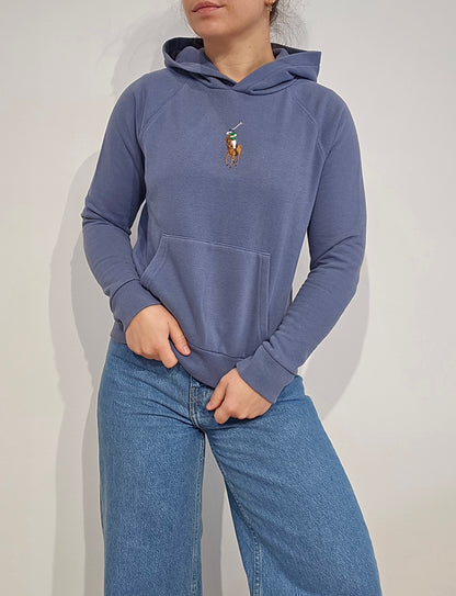 Sweat à capuche bleu big logo - XS