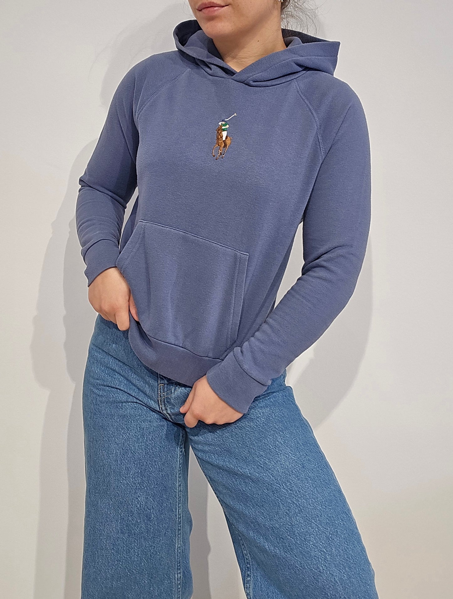 Sweat à capuche bleu big logo - XS