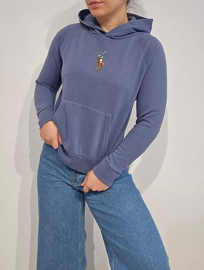 Sweat à capuche bleu big logo - XS