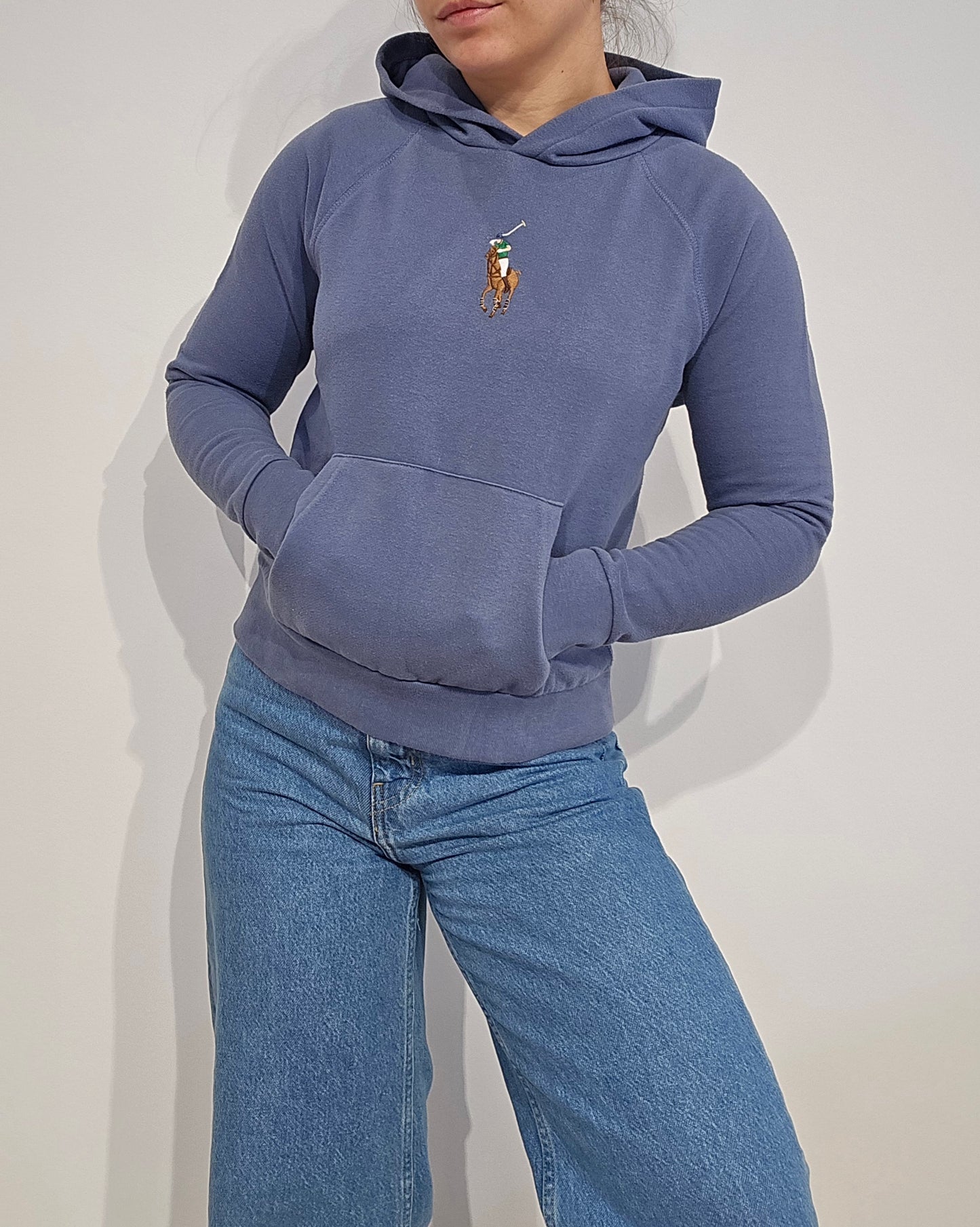 Sweat à capuche bleu big logo - XS