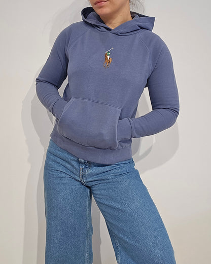 Sweat à capuche bleu big logo - XS