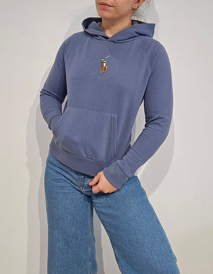 Sweat à capuche bleu big logo - XS