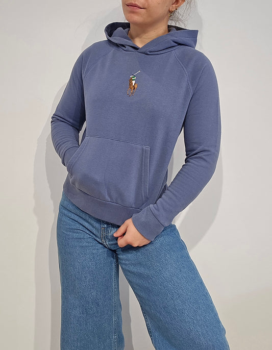 Sweat à capuche bleu big logo - XS
