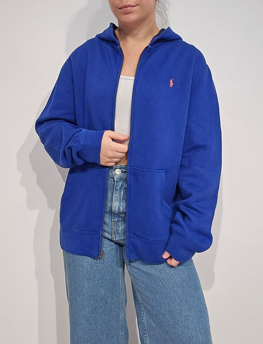 Veste à capuche en coton bleu - M