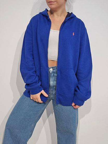 Veste à capuche en coton bleu - M