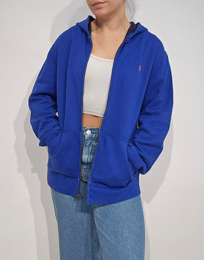 Veste à capuche en coton bleu - M