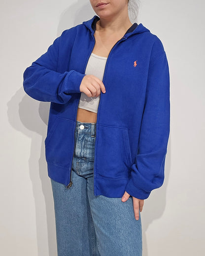Veste à capuche en coton bleu - M