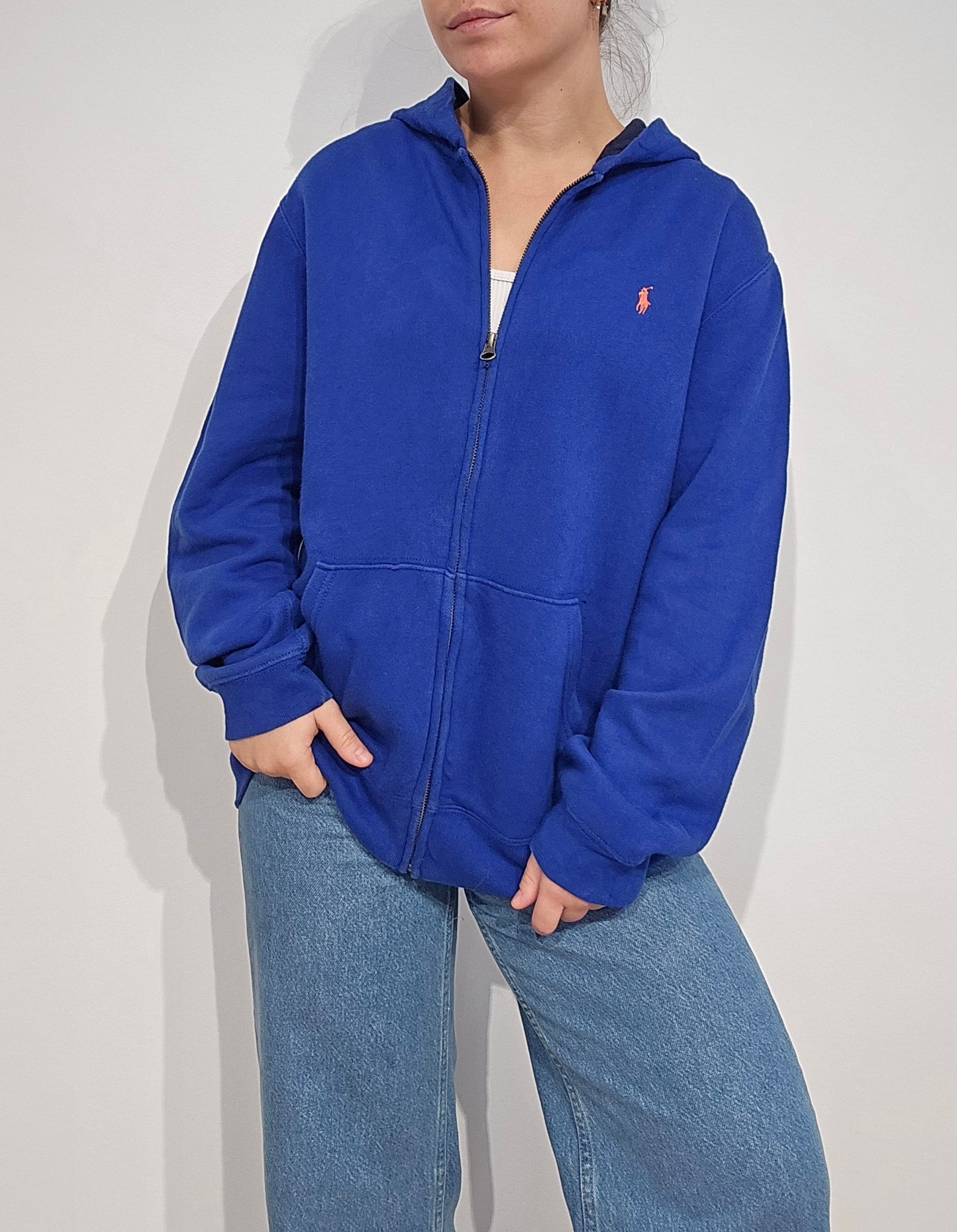 Veste à capuche en coton bleu - M