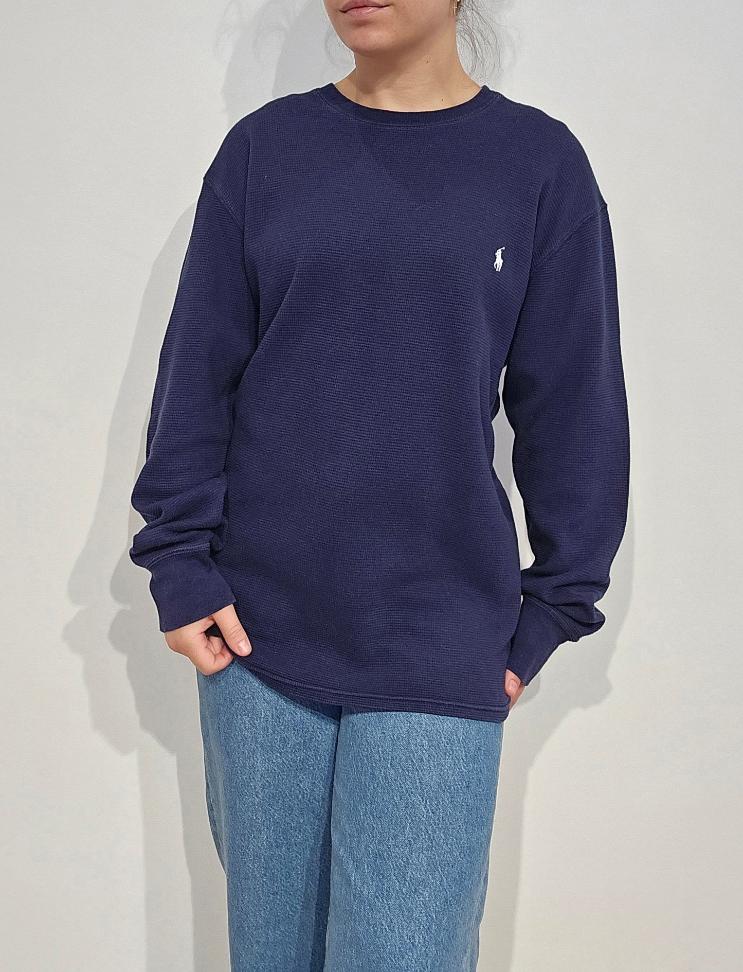 Pull léger en coton marine - L