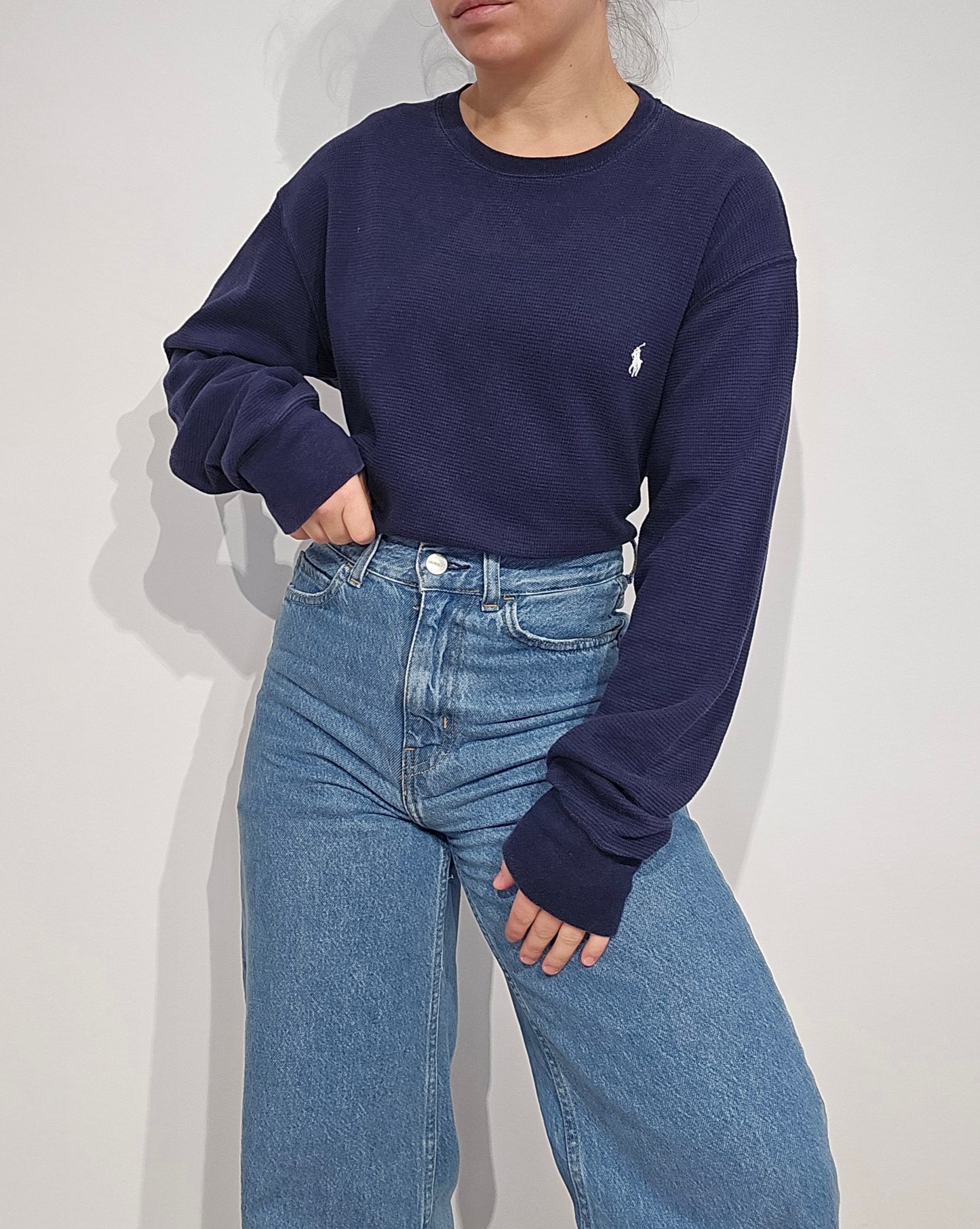 Pull léger en coton marine - L