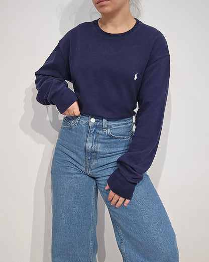 Pull léger en coton marine - L