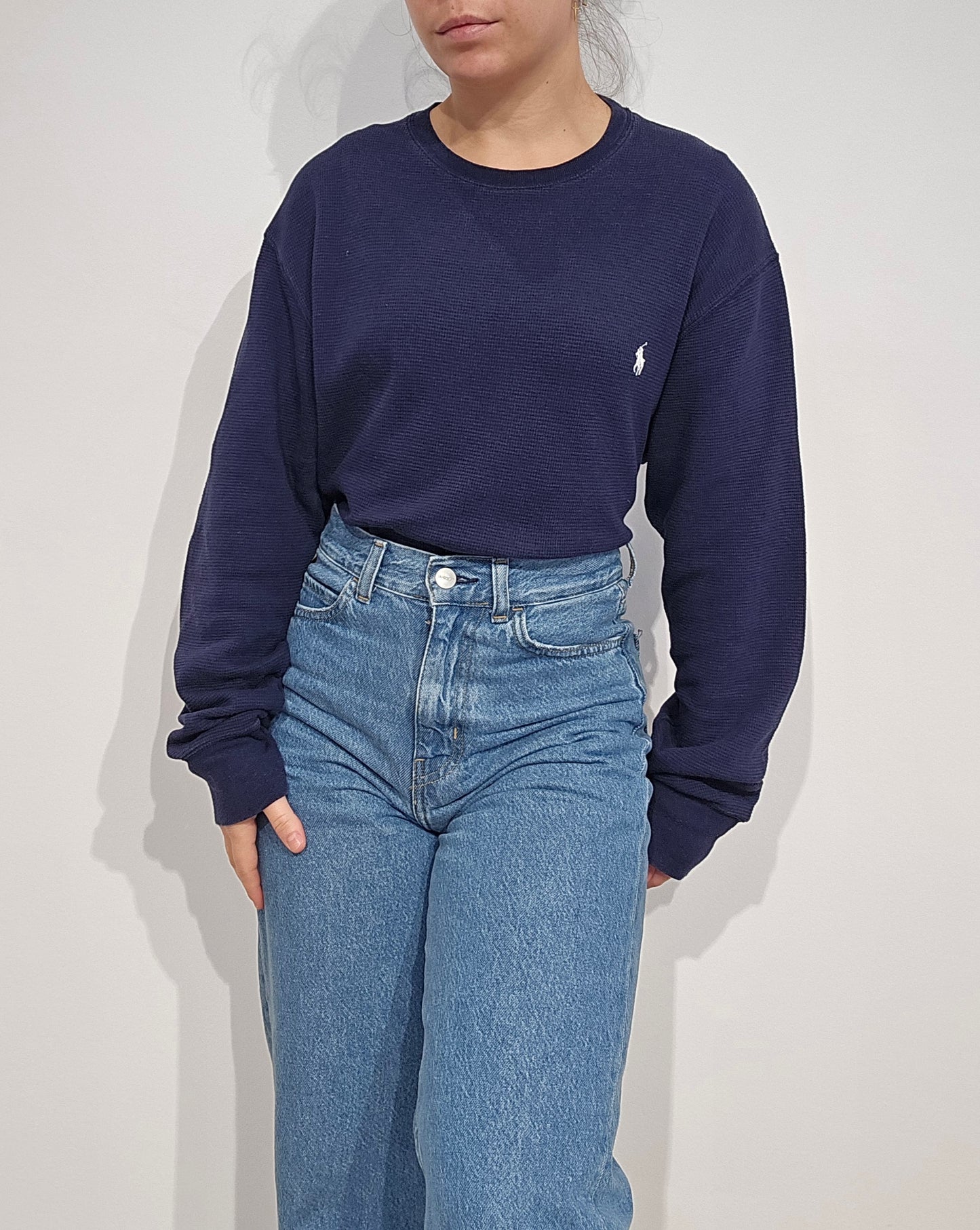 Pull léger en coton marine - L