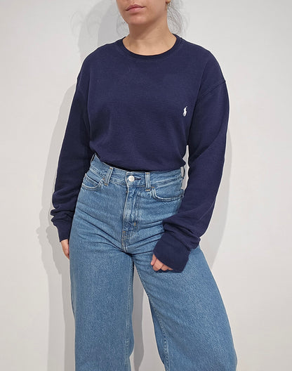 Pull léger en coton marine - L