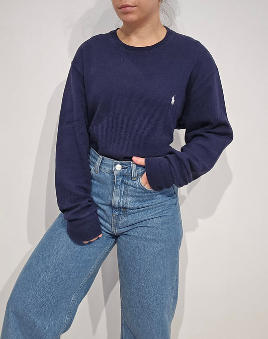 Pull léger en coton marine - L