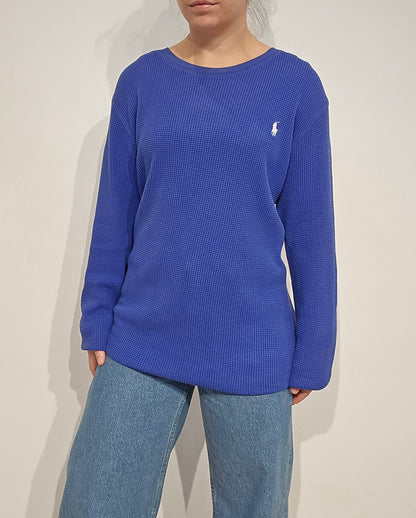 Pull léger en coton bleu - XL