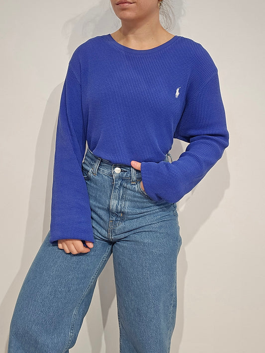 Pull léger en coton bleu - XL