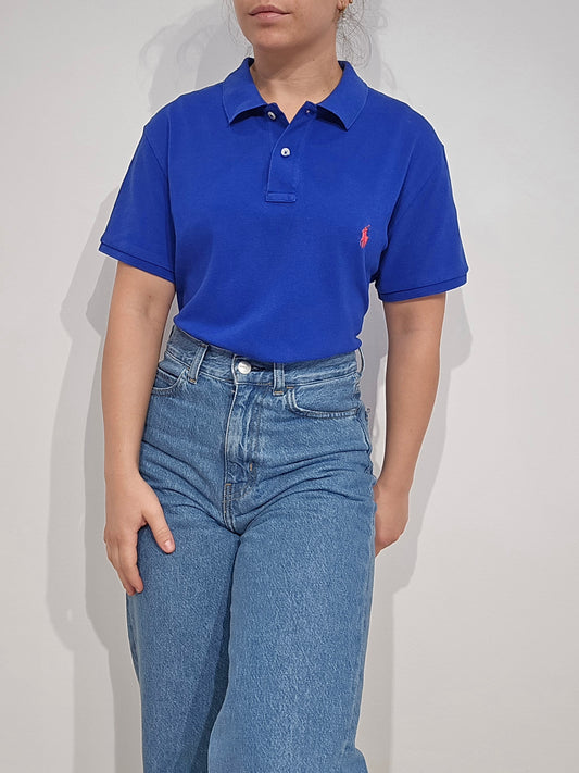 Polo classic fit en coton bleu - L