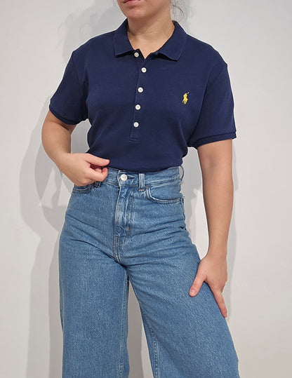 Polo silm fit en coton marine - M/L