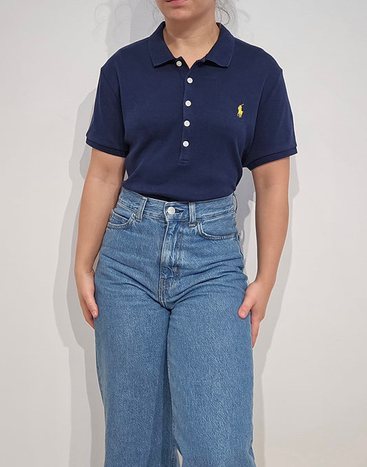 Polo silm fit en coton marine - M/L