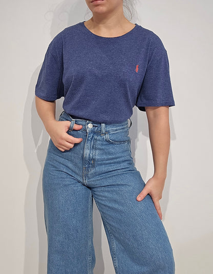 Tee-shirt custom silm fit en coton bleu - XL