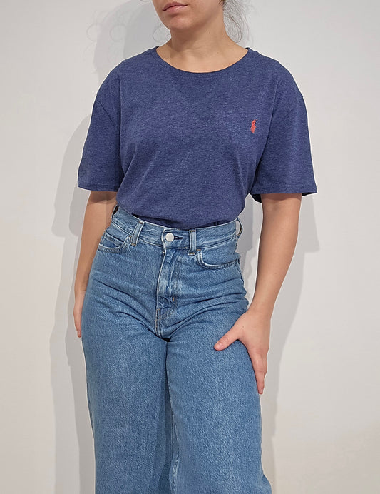 Tee-shirt custom silm fit en coton bleu - XL