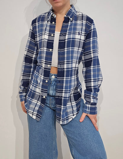 Chemise classic fit à carreaux bleu - M