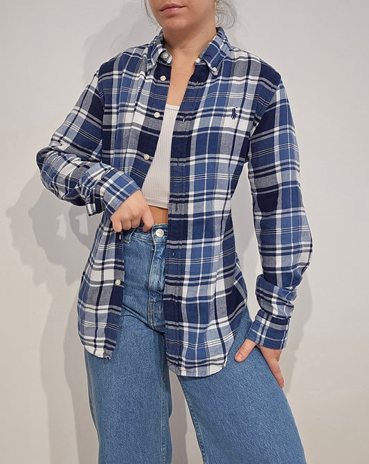 Chemise classic fit à carreaux bleu - M